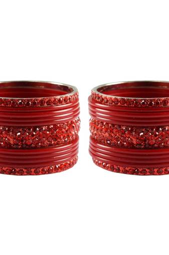 Red Studded Jewellery Crystal Bangles And Bracelets