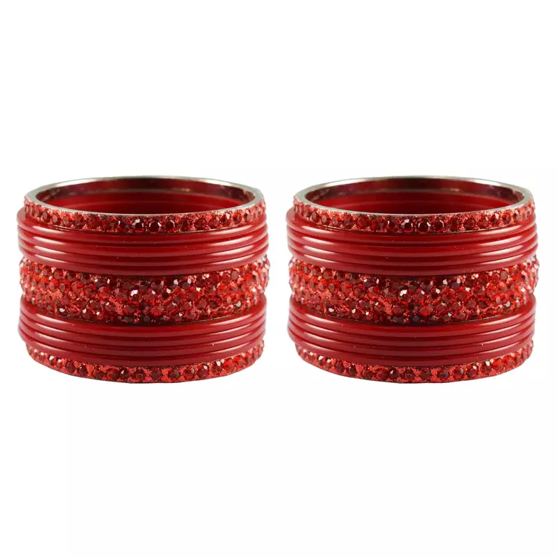 Red Studded Jewellery Crystal Bangles And Bracelets