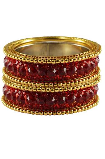 Red Studded Jewellery Crystal Bangles And Bracelets