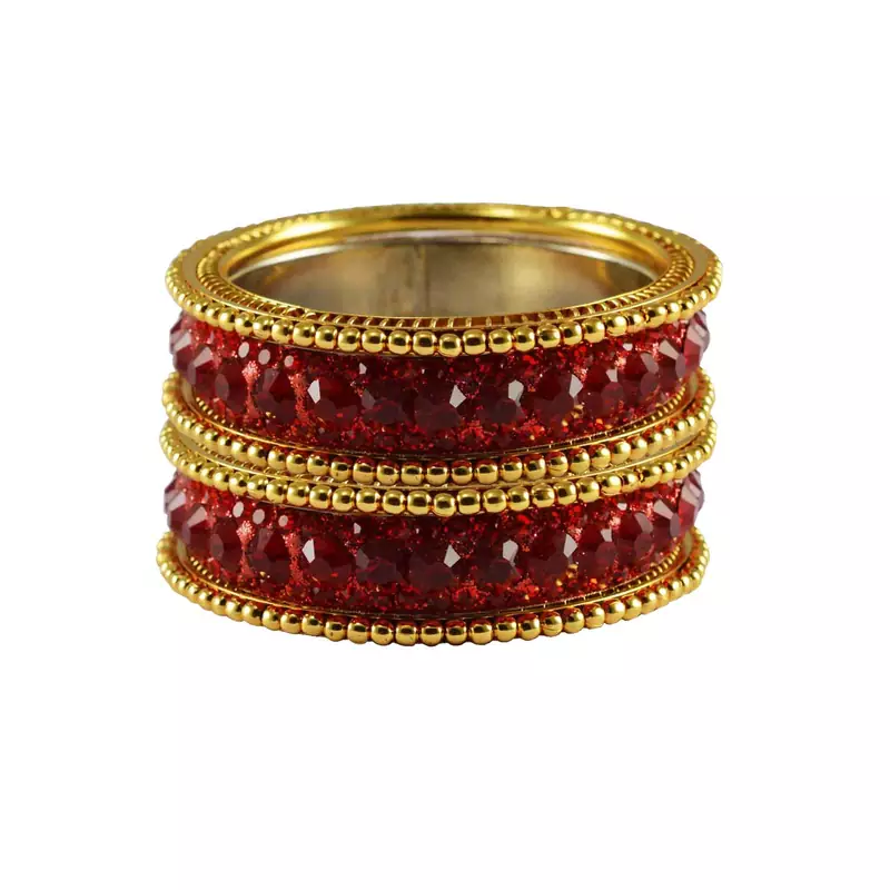 Red Studded Jewellery Crystal Bangles And Bracelets