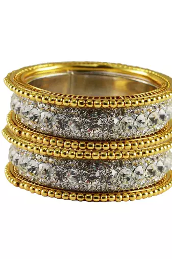 Silver Studded Jewellery Crystal Bangles And Bracelets