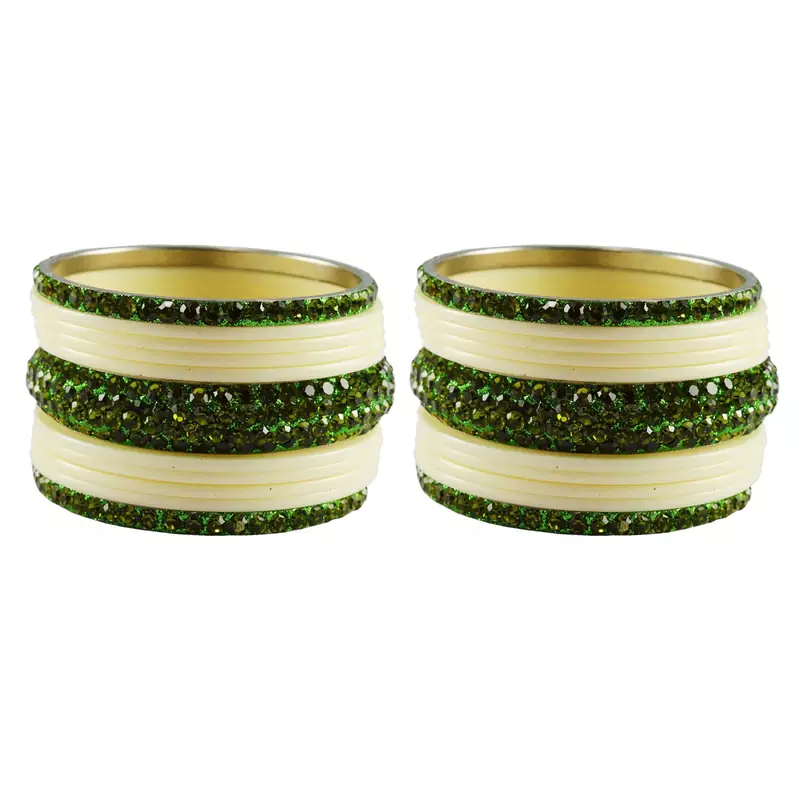 White Studded Jewellery Crystal Bangles And Bracelets