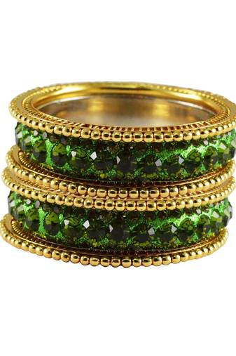Green Studded Jewellery Crystal Bangles And Bracelets