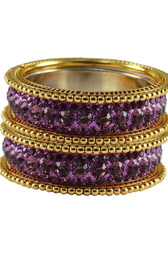 Purple Studded Jewellery Crystal Bangles And Bracelets