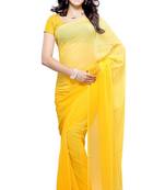 light yellow plain georgette saree with blouse