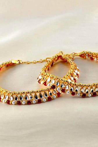 Micro Gold Platted Anklet Size-10"Inch