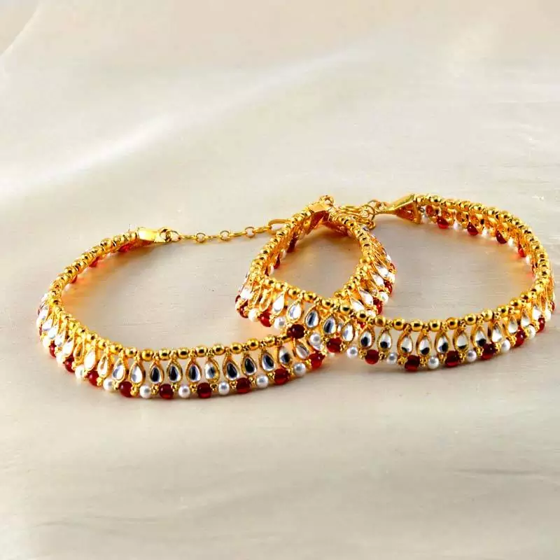 Micro Gold Platted Anklet Size-10"Inch