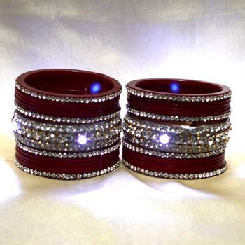 unique lighting bangles set colour red size-2.4,2.6,2.8,2.10 1