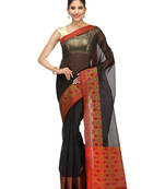 black woven super net saree with blouse