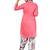 Pink & White Printed Cotton Unstitched Semi Patiala Suit Material