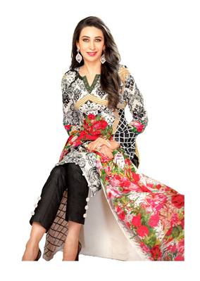 Black Lawn Cotton Unstitched Salwar With Dupatta 1