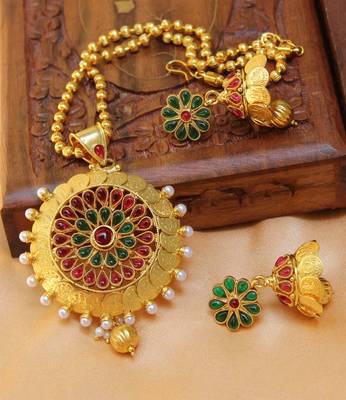 Multicolor Gold Plated Agate Necklace Set 1