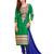 Green embroidered cotton unstitched salwar with dupatta