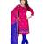 Red embroidered cotton unstitched salwar with dupatta