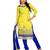 Yellow embroidered faux georgette unstitched salwar with dupatta