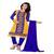Yellow blue embroidered chanderi unstitched salwar with dupatta