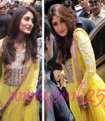Kareena kapoor in yellow designer anarkali at heroine music