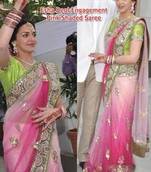 Esha engagement pink shaded designer net saree