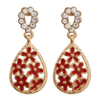 Flower Small Dangle Red Earring 1