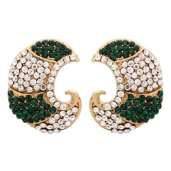 Dark Green Carving Earrings 1
