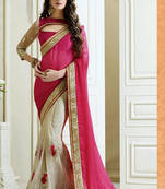 red embroidered non leather saree with blouse