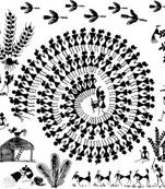 Small Warli Art Village Wall Decal Ethnic Indian