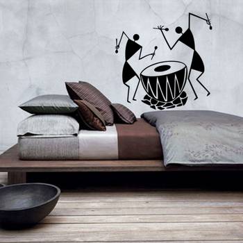 Medium Warli Drummers Wall Decal Ethnic Indian 1