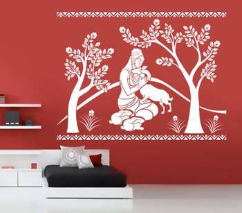 Medium Shakuntala With Deer Wall Decal Ethnic Indian 1