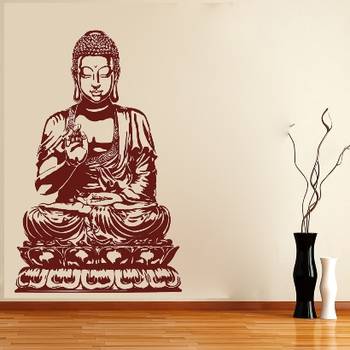 Medium Buddha On Lotus Wall Decal Ethnic Indian 1