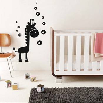 Medium Giraffe And Bubbles Wall Decal Birds and Animal 2