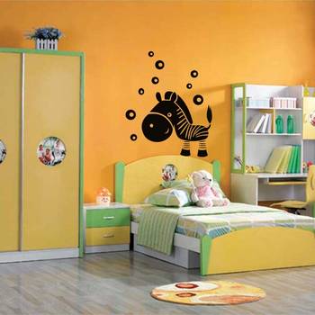 Small KC030 Little Zebra Wall Decal Birds and Animal 2