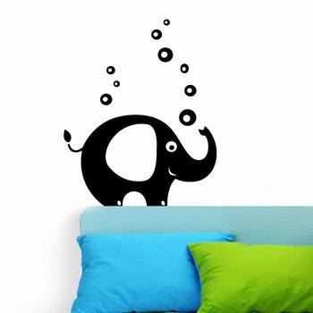 Small Elephant With Bubbles Wall Decal Birds and Animal 1