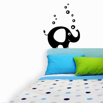 Small Elephant With Bubbles Wall Decal Birds and Animal 2