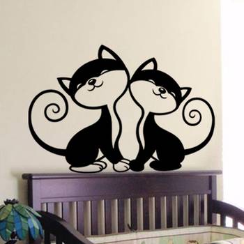 Small  Cute Cats Wall Decal Birds and Animal 1