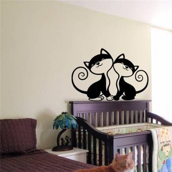 Small  Cute Cats Wall Decal Birds and Animal 2