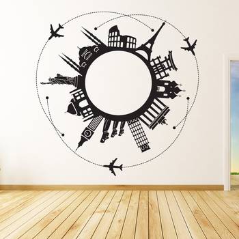 Large Around The World Wall Decal Modern Graphic 1
