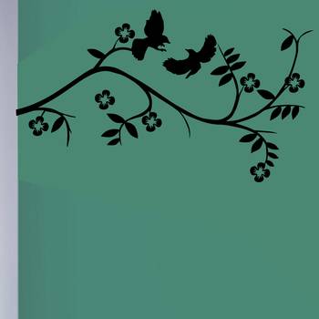 Small Birds And Flowering Branch Wall Decal Nature 1