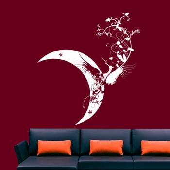 Large Moon Bird Wall Decal Modern Graphic 1