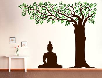 Medium Buddha Under Tree Wall Decal Ethnic Indian 1