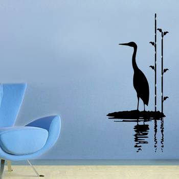 Small Stork By Water Wall Decal Nature 1