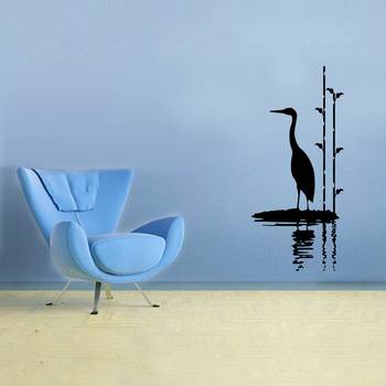 Large Stork By Water Wall Decal Nature 2