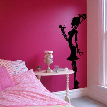 Large Cocktail Girl Wall Decal Modern Woman 2