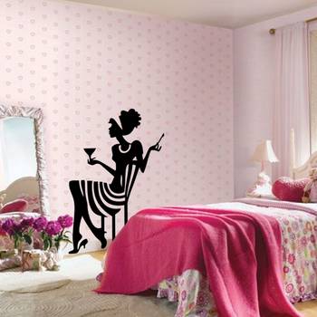 Small Wine And Woman Wall Decal Modern Woman 2