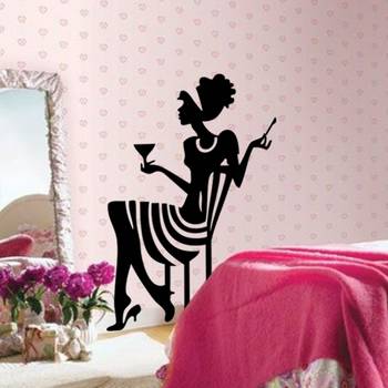 Large Wine And Woman Wall Decal Modern Woman 1