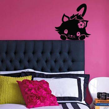 Medium Cat Fun Wall Decal Birds and Animal 1