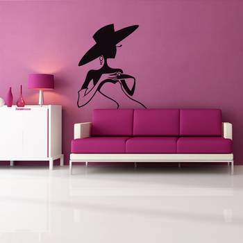 Large Mysterious Lady Wall Decal Modern Woman 1