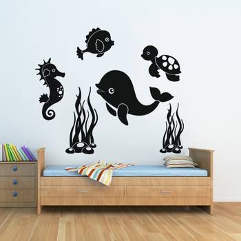 Large Aquatic Animals Wall Decal Birds and Animal 1