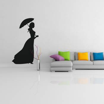 Large Lady with Umbrella Wall Decal Modern Woman 1