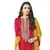 Pink embroidered cotton unstitched salwar with dupatta