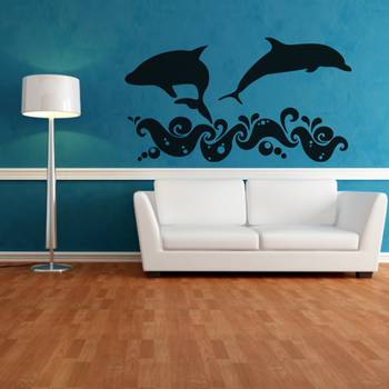 Medium Delightful Dolphins Wall Decal Birds and Animal 1